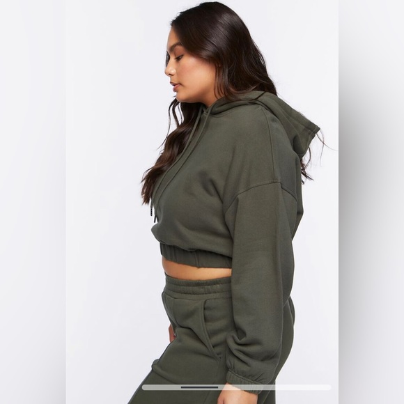 Forever 21 Plus Drawstring Cropped Hoodie - Cypress - 0X - Picture 2 of 4